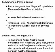 Penyebab Khusus Terjadinya Perang Dunia 1